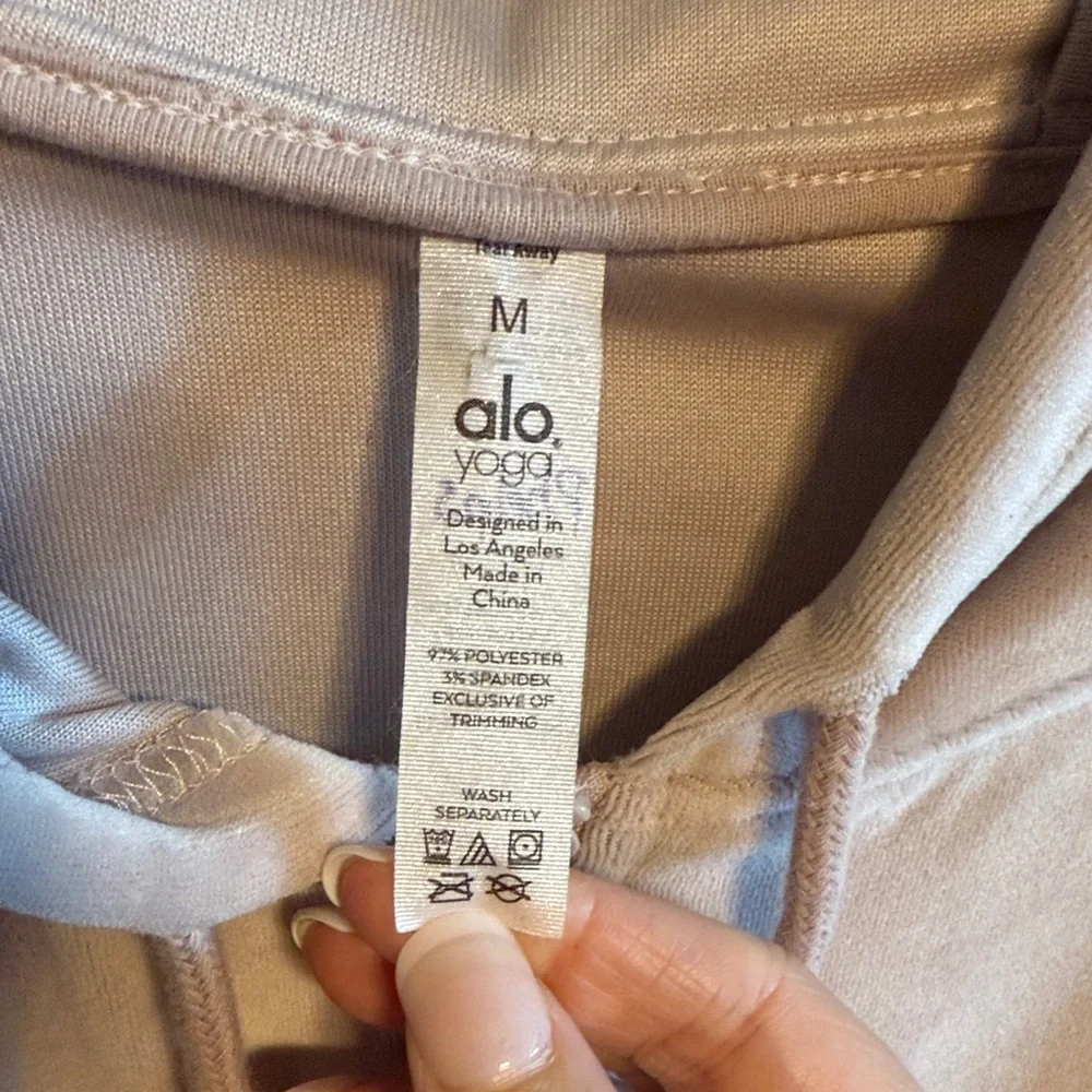 Alo Yoga Velour Glimmer Full Zip Hoodie Sz Medium Dusty Pink Jacket Pastel Pale